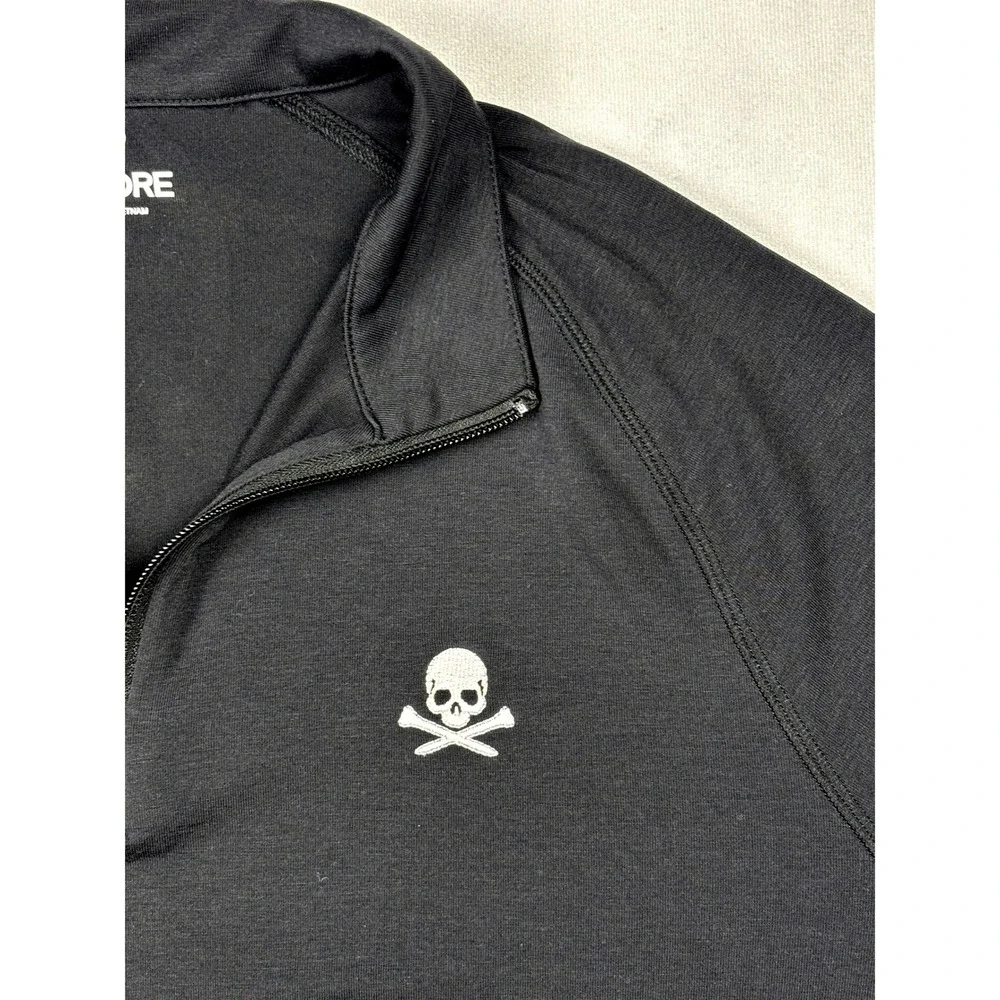 G/FORE Mens Quarter Zip Golf Pullover Onyx Black‎ Skull & Tees G4MS21K79 Size M